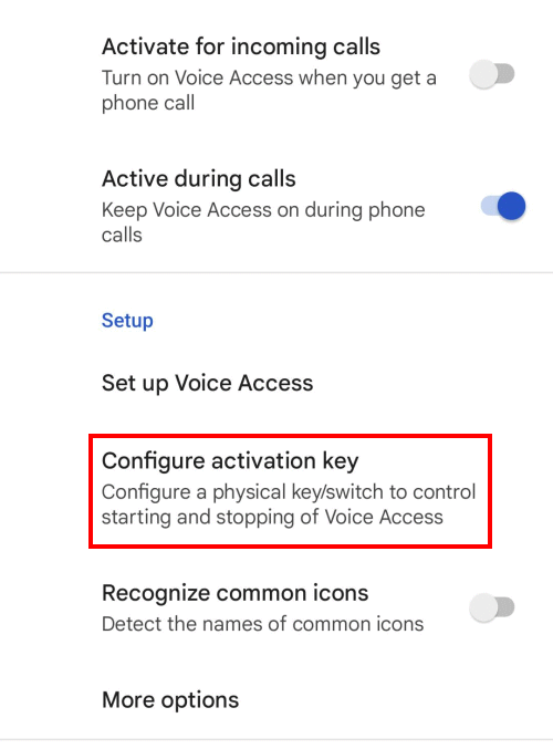 Scroll down and tap configure Activation key